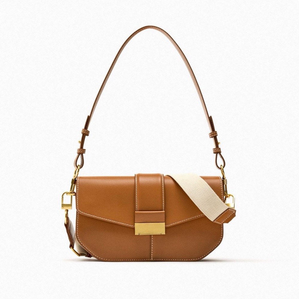 Zara Brown Tan Shoulder Crossbody Bag